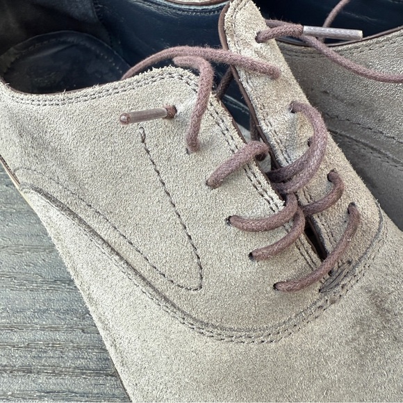 Johnston & Murphy Oxford Saddle Dress Shoes 10M - Gray Suede Leather - Picture 9 of 17
